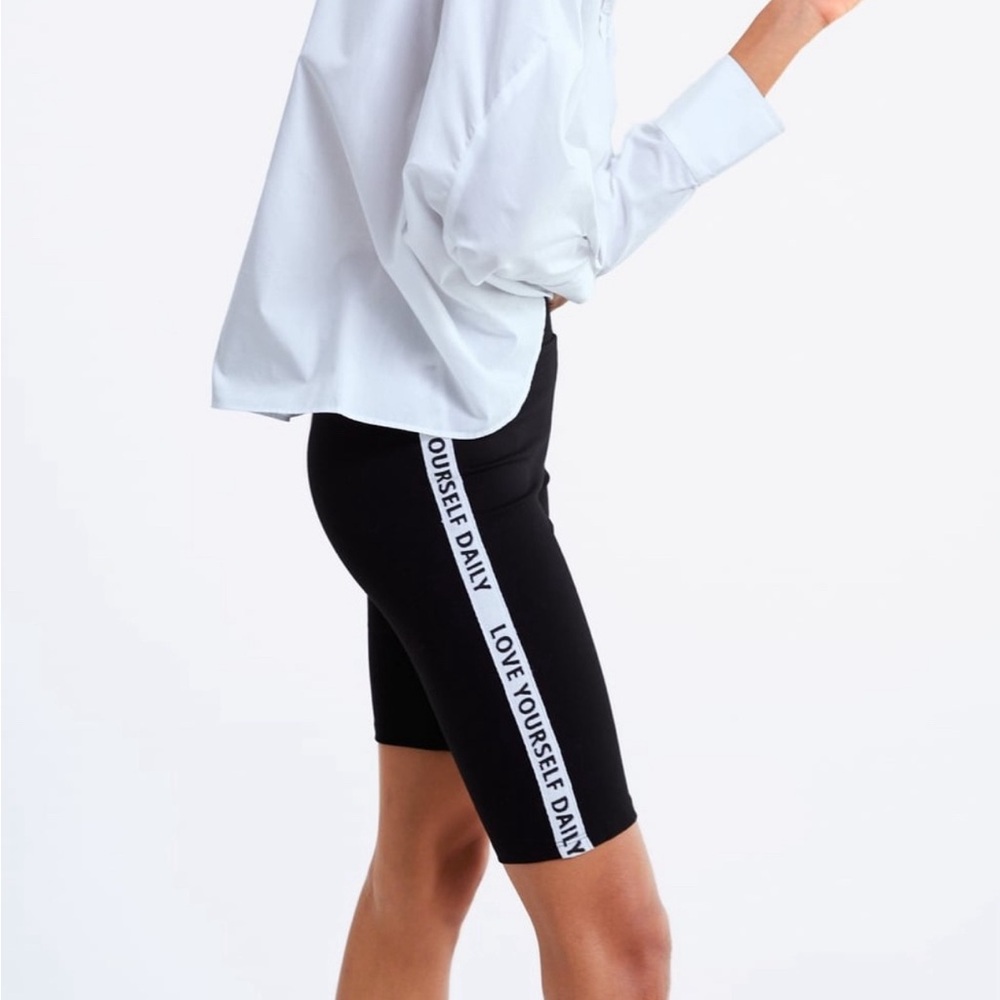 Zara Love Text Biker Shorts - Size Medium- NWT